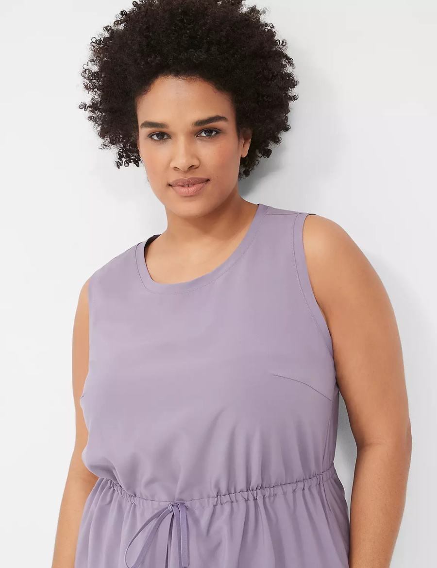 Purple Olive Lane Bryant LIVI Stretch Woven Drawstring Women Casual Dress | RXL53NZ