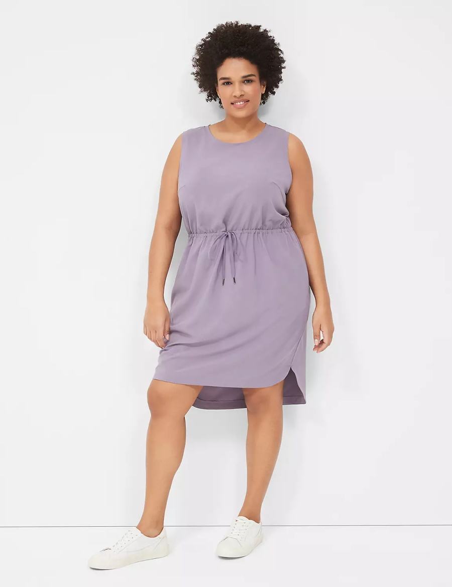 Purple Olive Lane Bryant LIVI Stretch Woven Drawstring Women Casual Dress | RXL53NZ