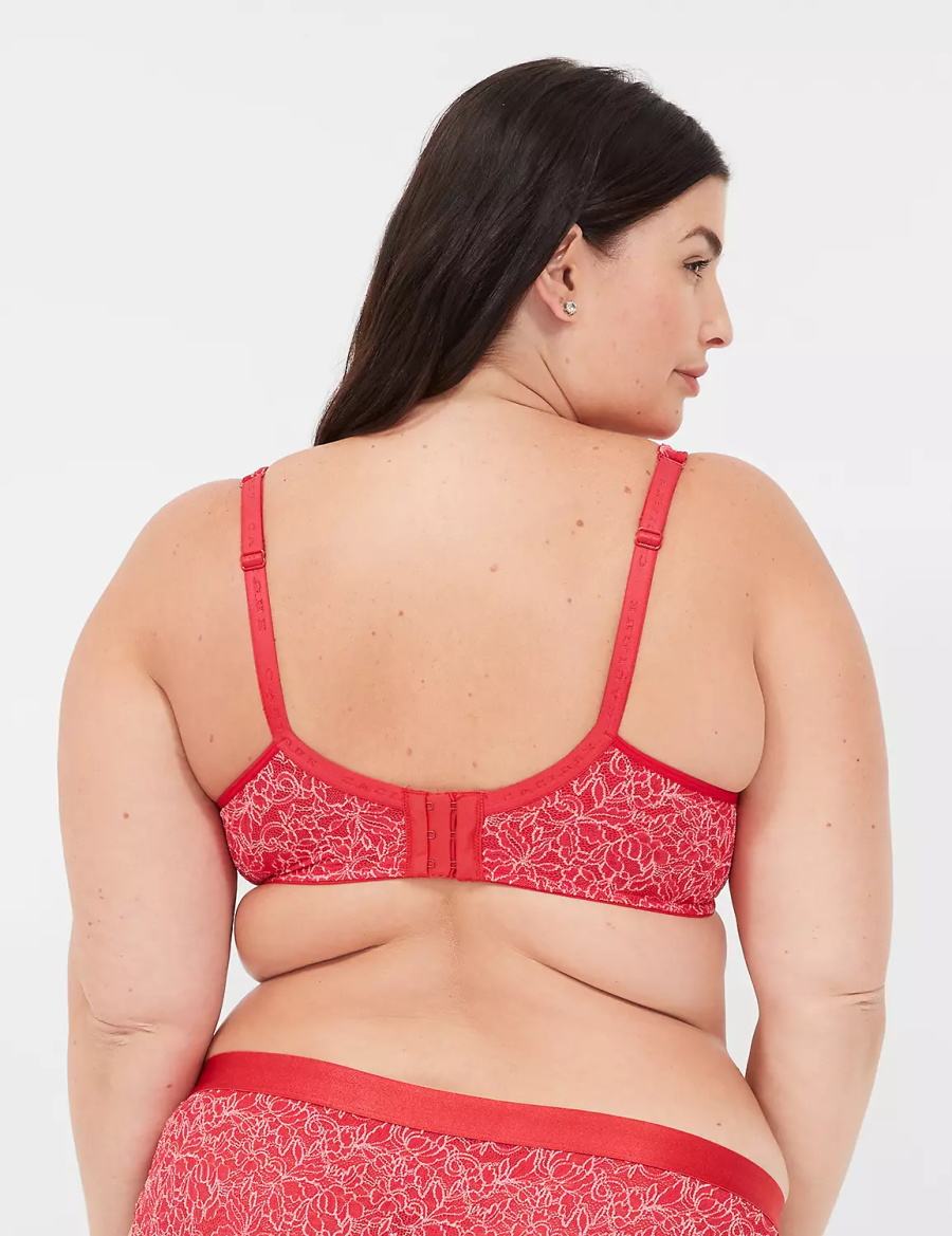 Red Lane Bryant Demi with Lace Women Unlined Bra | VGZ4759AW