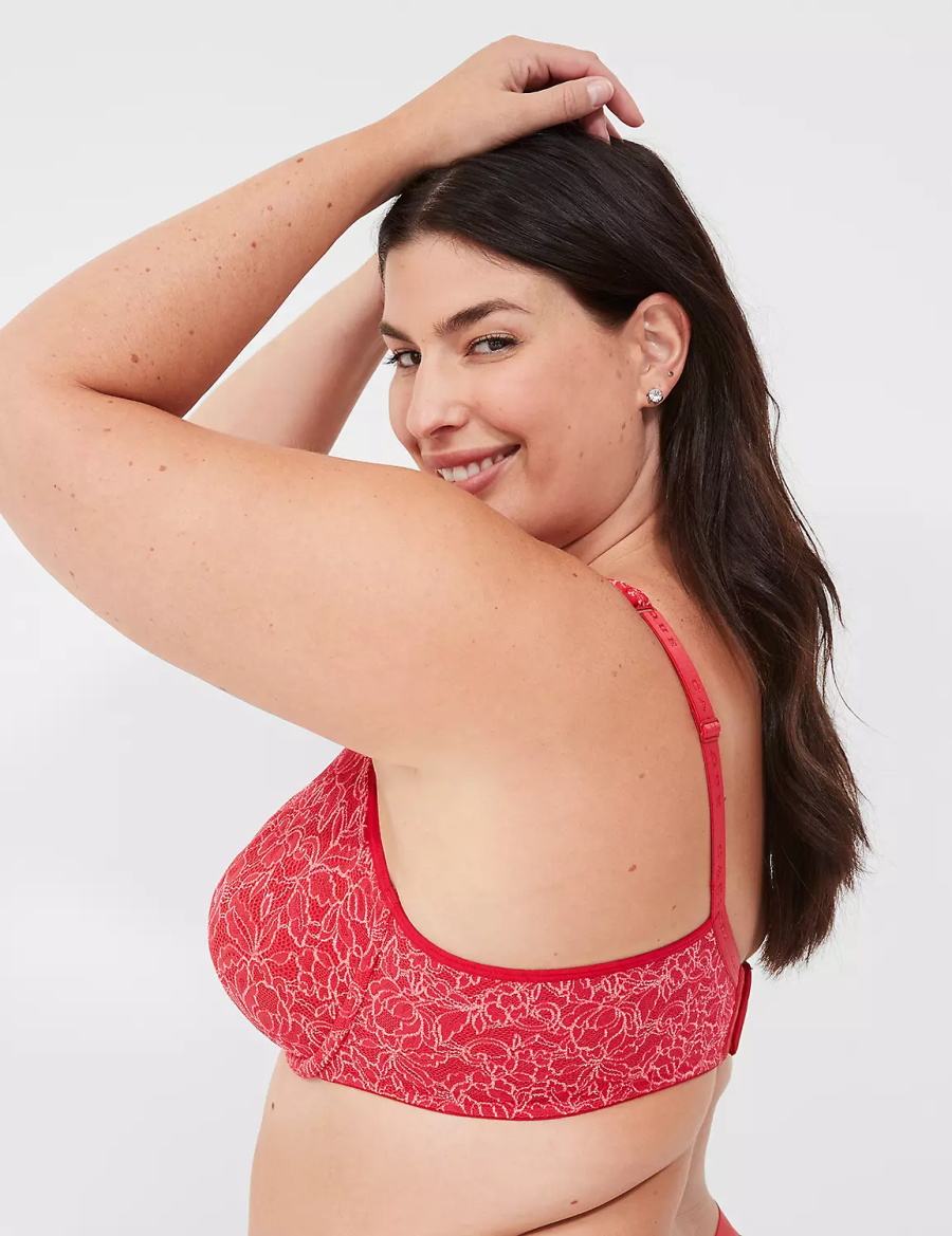 Red Lane Bryant Demi with Lace Women Unlined Bra | VGZ4759AW