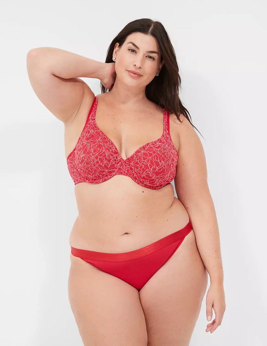 Red Lane Bryant Demi with Lace Women Unlined Bra | VGZ4759AW