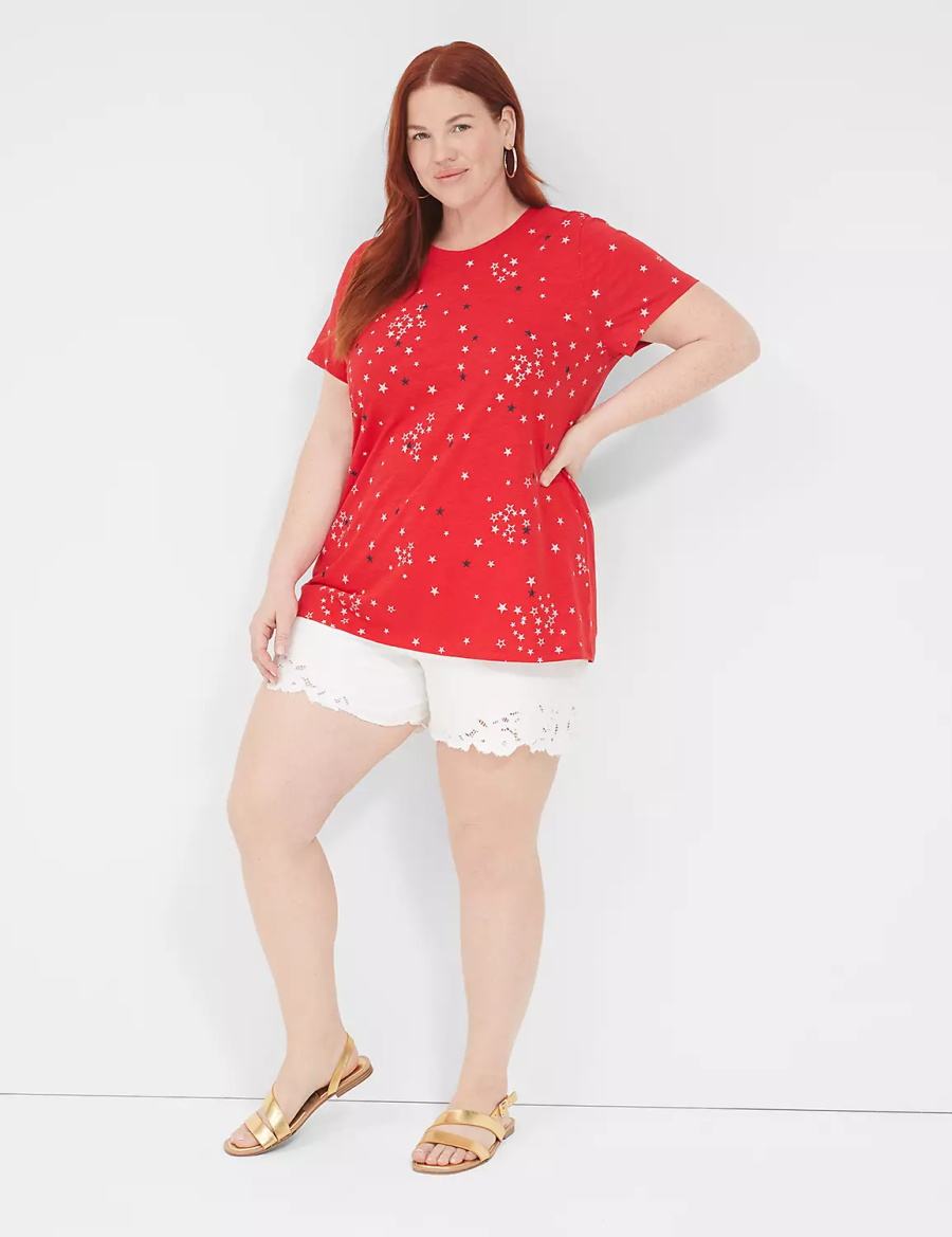 Red Lane Bryant Embroidered Stars Graphic Tee Women Tank Top | UFH1851FP