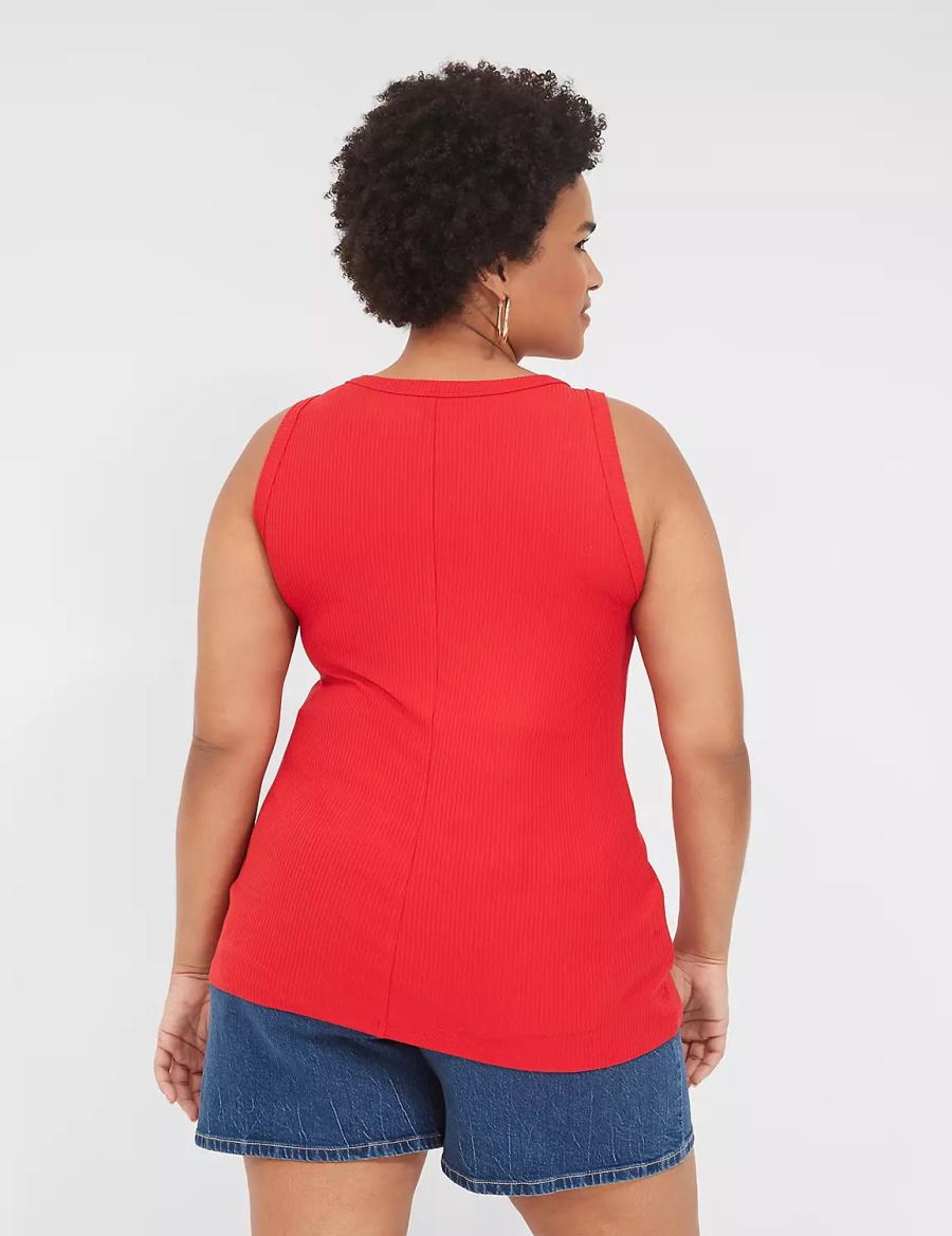 Red Lane Bryant Fitted High-Neck Rib Women Tank Top | AJQ6019WF