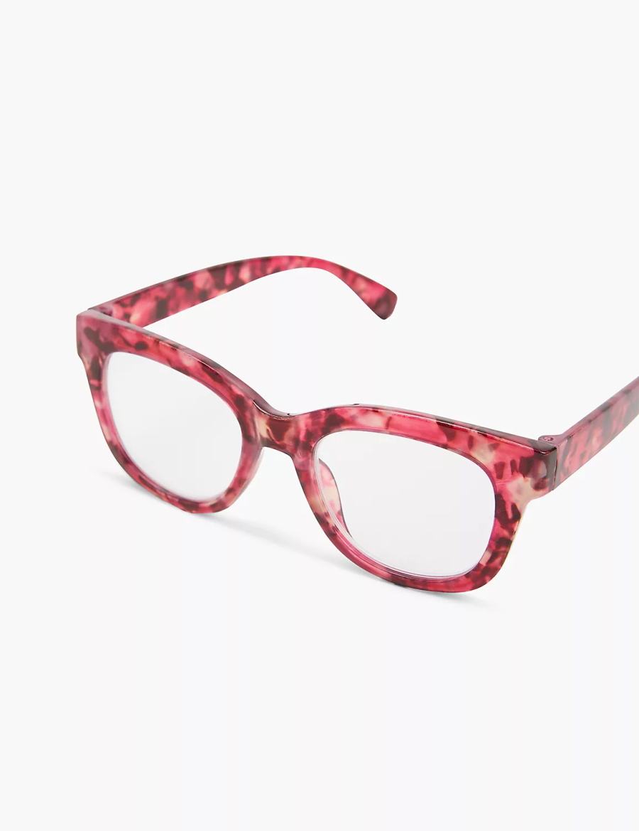 Red Lane Bryant Fuchsia Tortoiseshell Print Square Reading Women Glasses | IEA46100HY