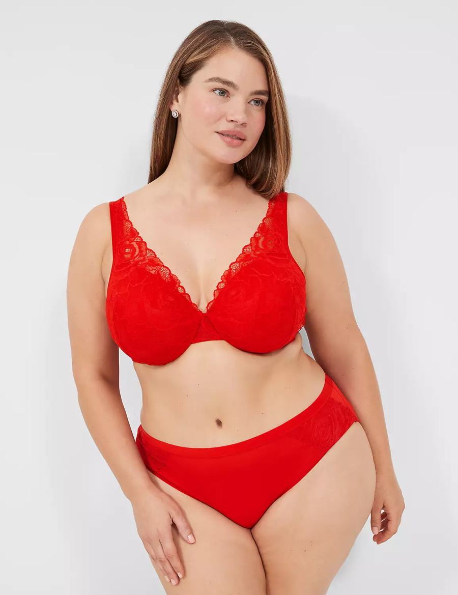 Red Lane Bryant Lightly Lined Full Coverage With Lace Women Bralettes | ZUL5522AY