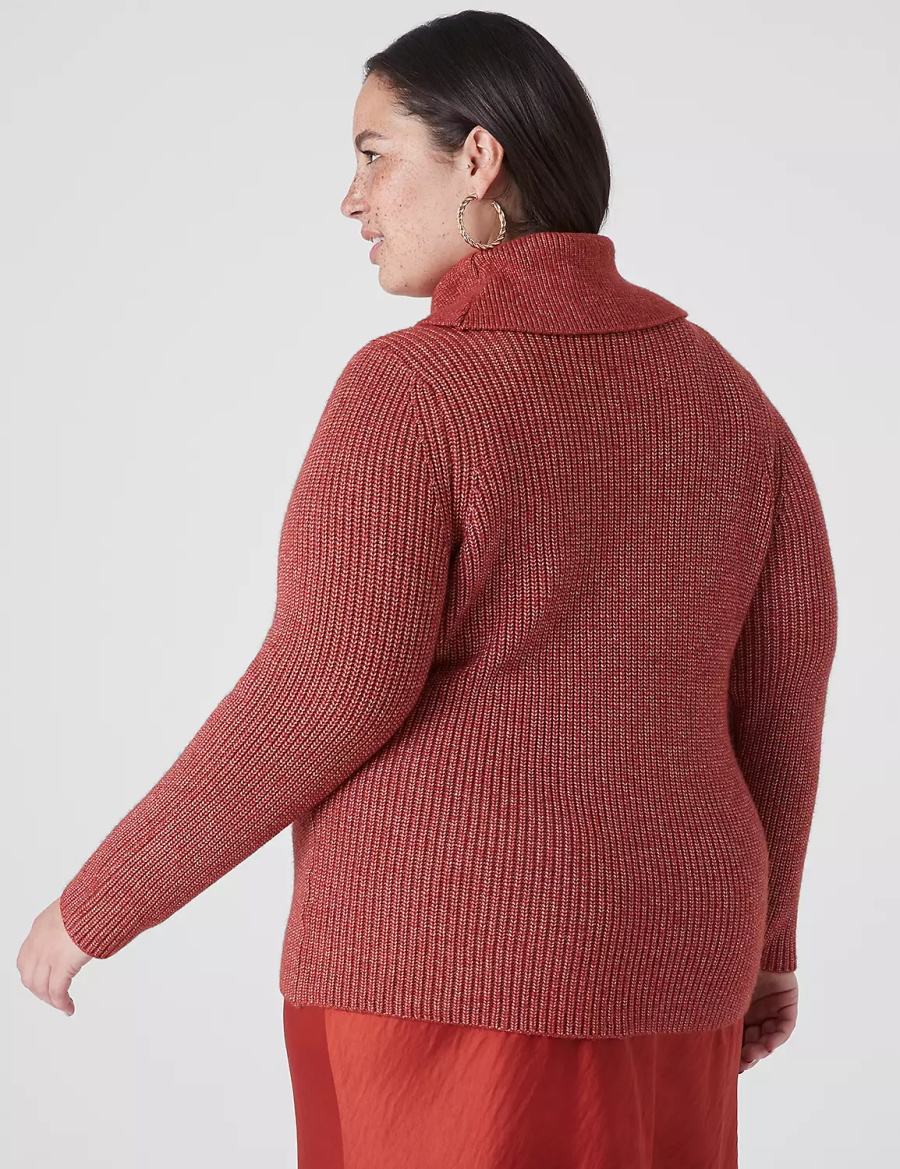 Red Lane Bryant Long-Sleeve Cowlneck Rib Women Sweaters | VDS2820QO