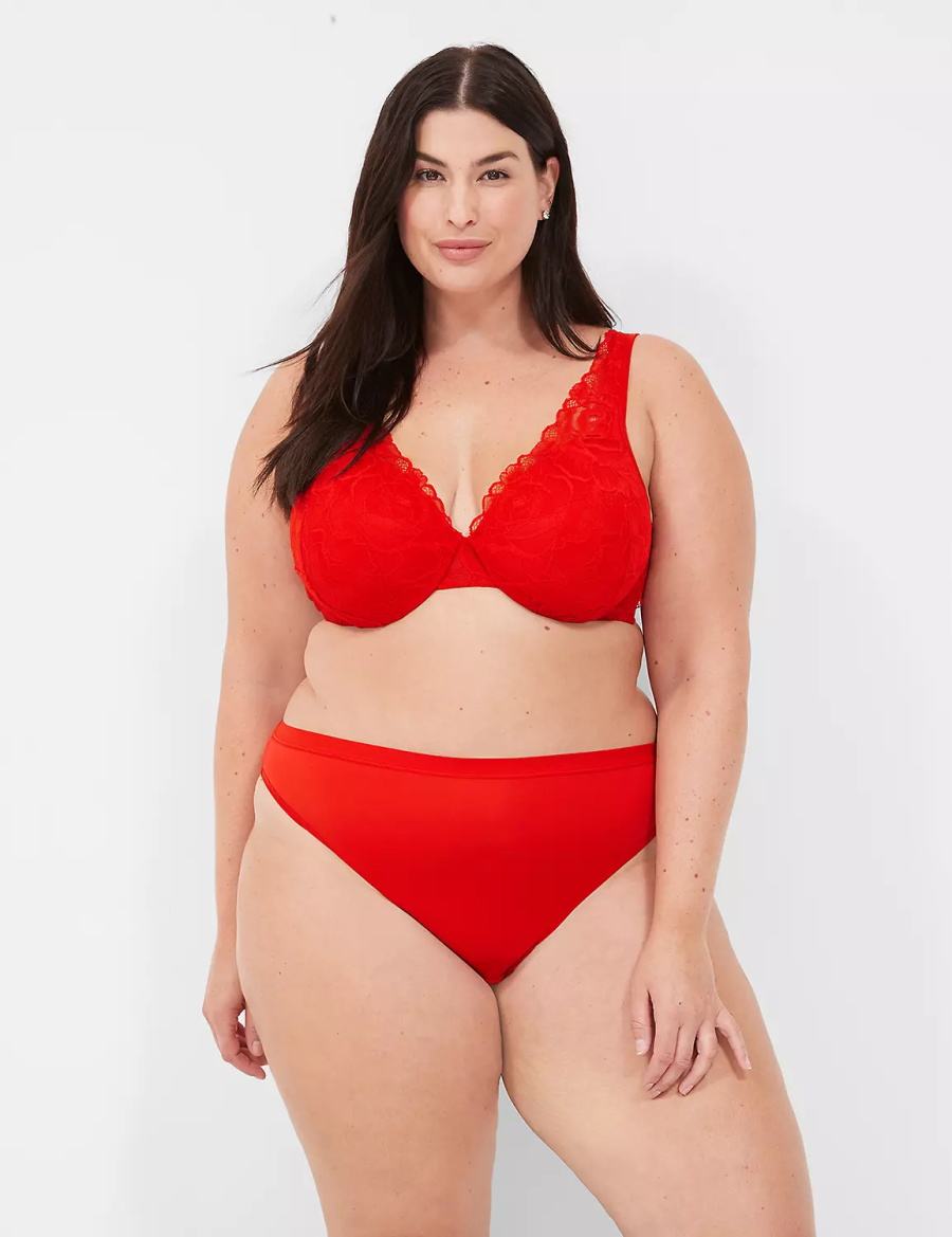 Red Lane Bryant No-Show French Cut Women Briefs | JTC1258WO