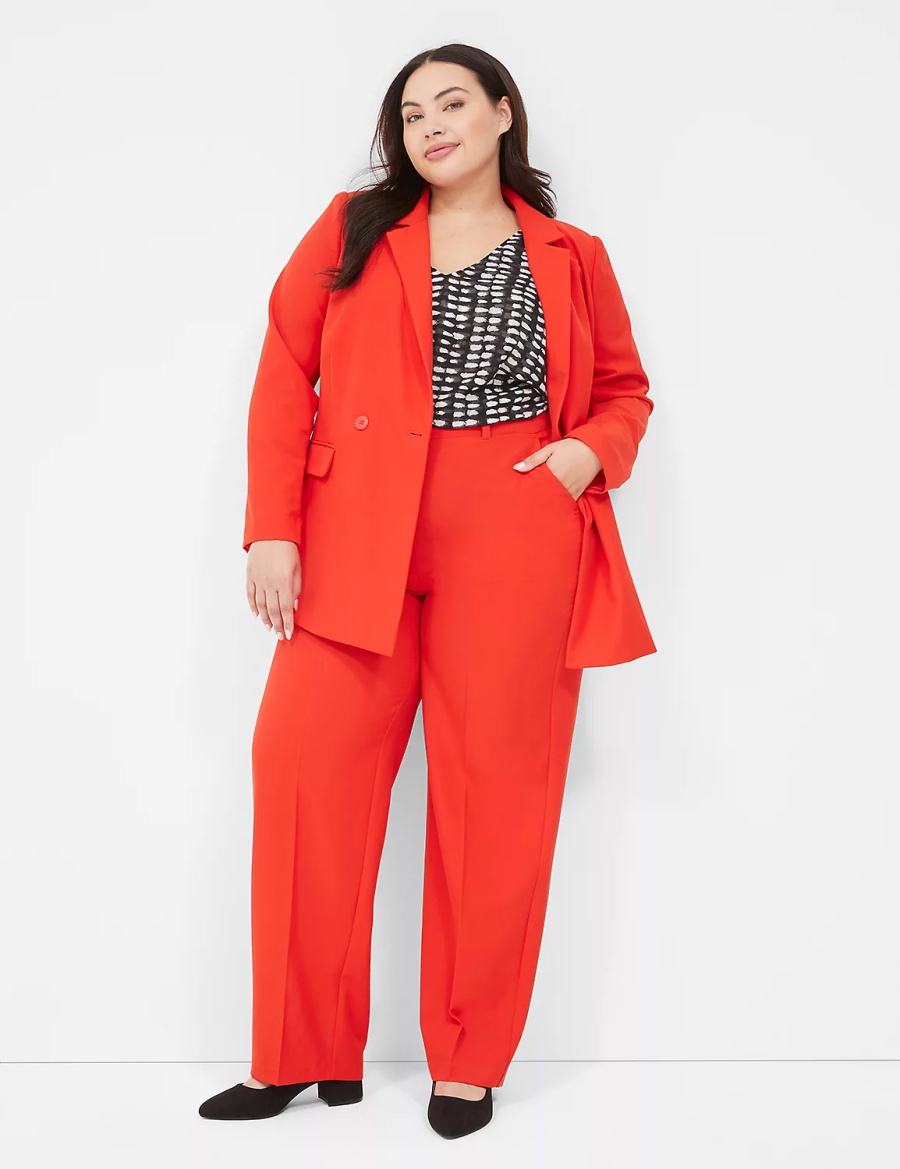 Red Lane Bryant Perfect Drape Pull-On Straight Women Pants | YBH845QV