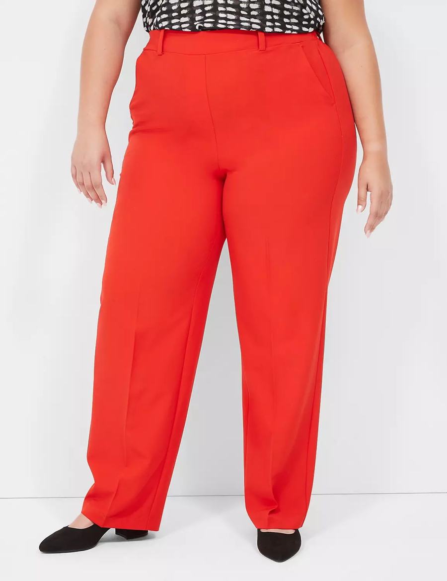 Red Lane Bryant Perfect Drape Pull-On Straight Women Pants | YBH845QV