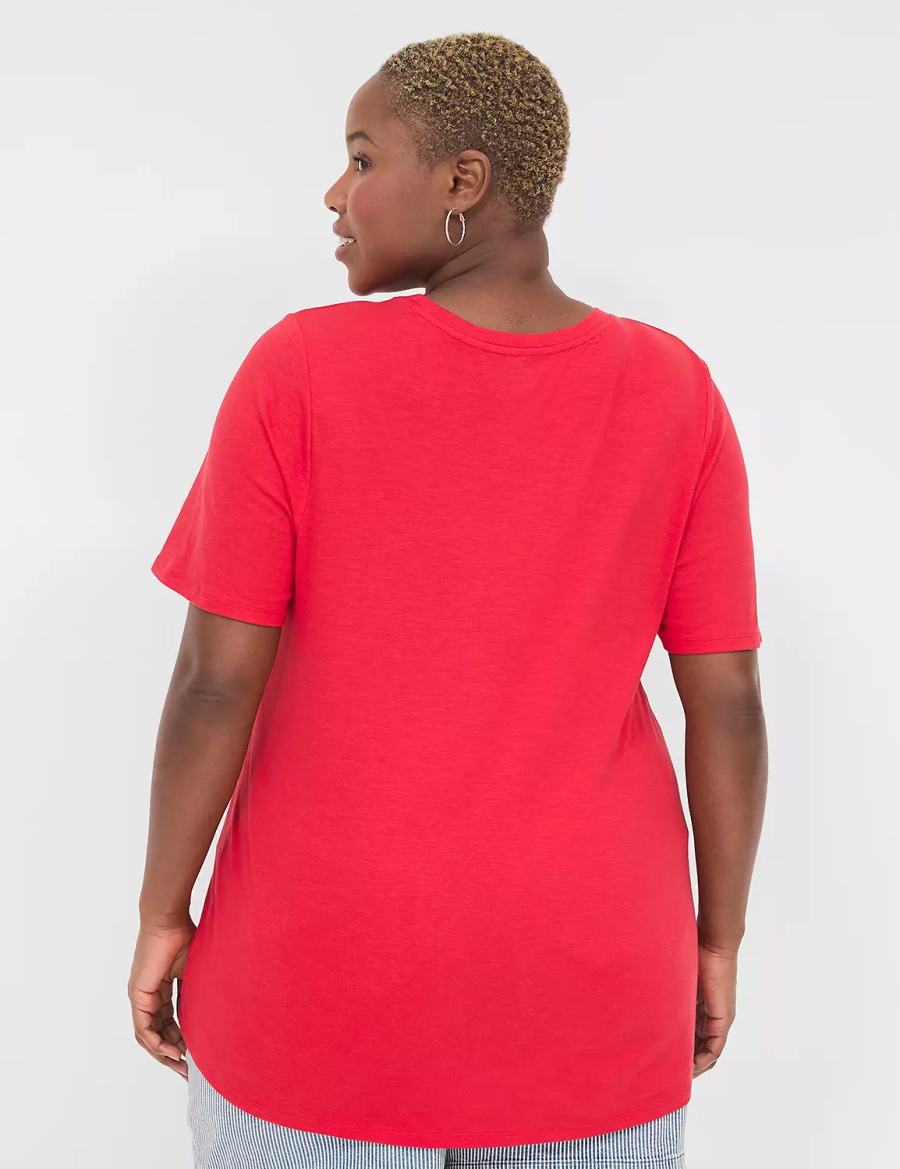 Red Lane Bryant Perfect Sleeve Crew-Neck Tee Women T Shirts | IOG2251EE