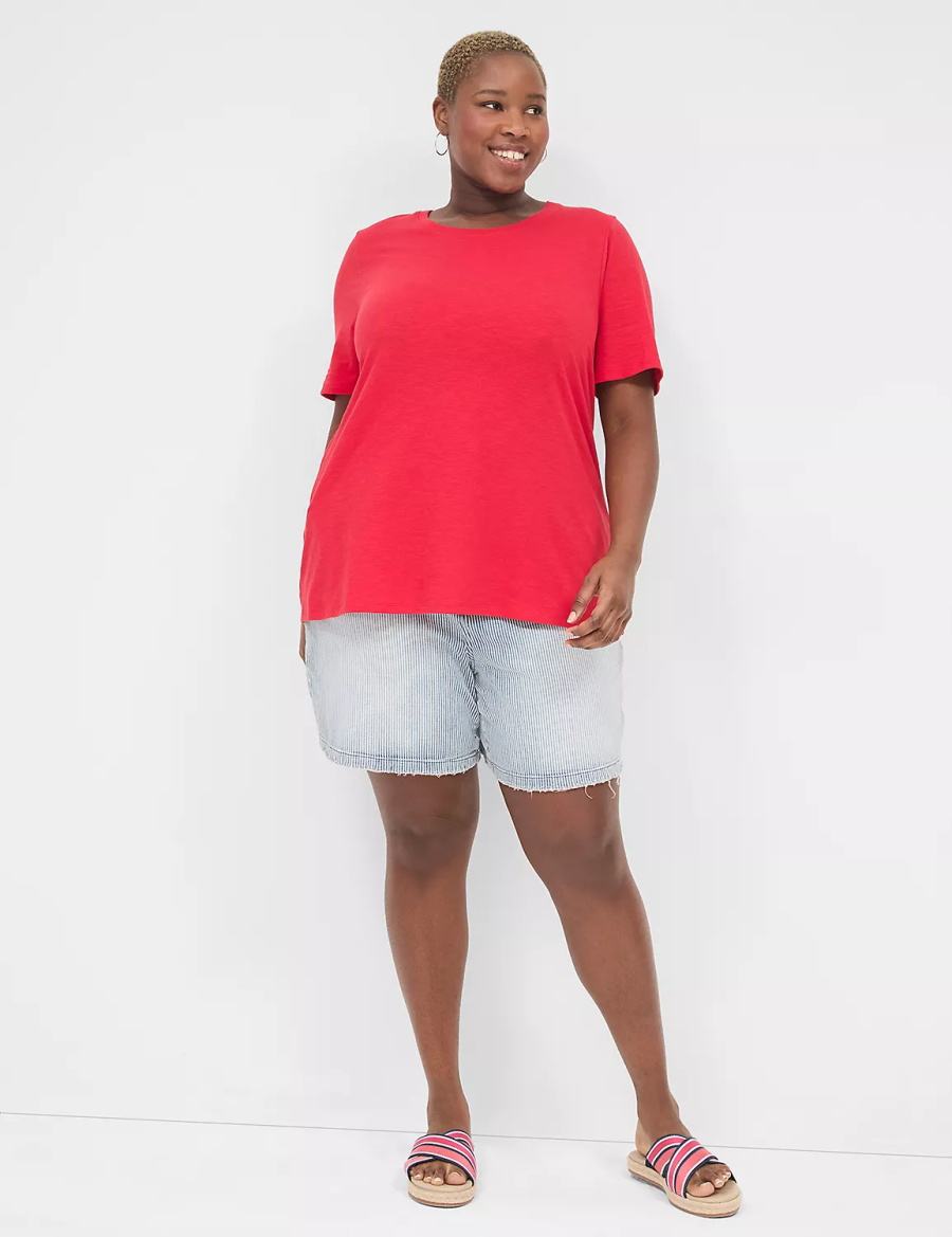 Red Lane Bryant Perfect Sleeve Crew-Neck Tee Women T Shirts | IOG2251EE