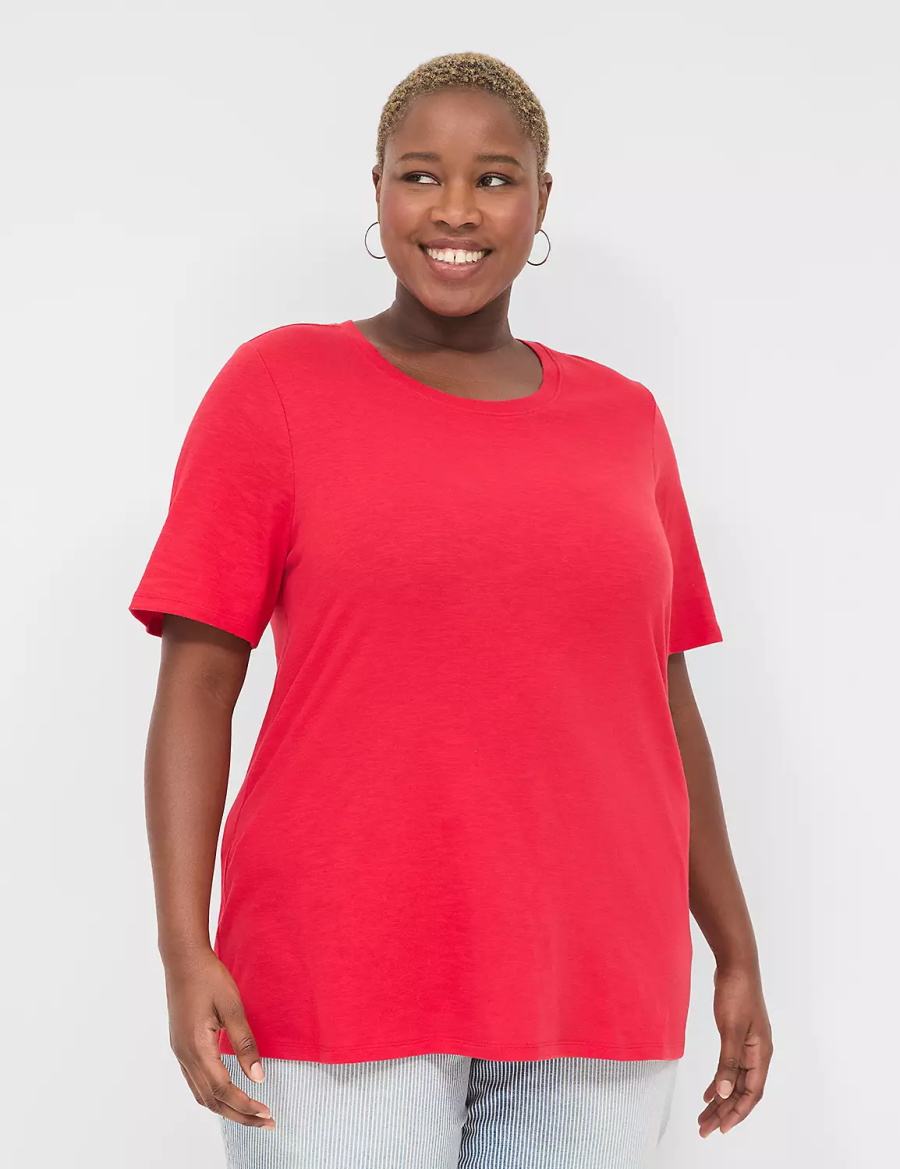 Red Lane Bryant Perfect Sleeve Crew-Neck Tee Women T Shirts | IOG2251EE