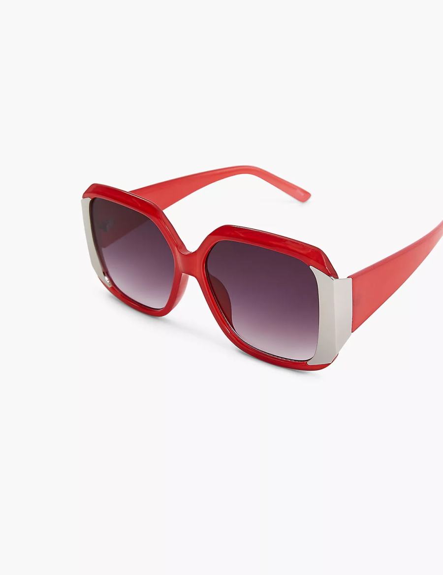 Red Lane Bryant Red With Silvertone Square Women Sunglasses | ZFD295HK