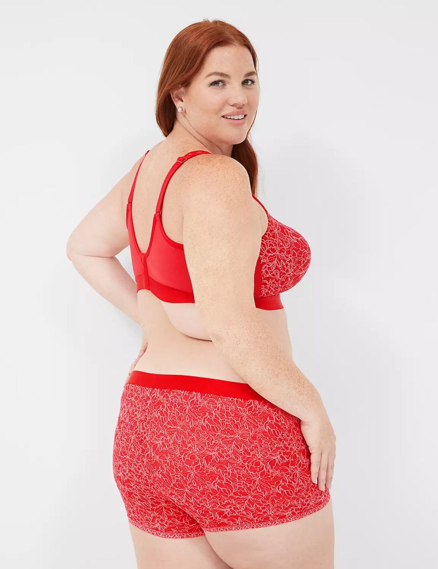 Red Lane Bryant Stretch Lace Boyfriend Women Briefs | MHL6735EY