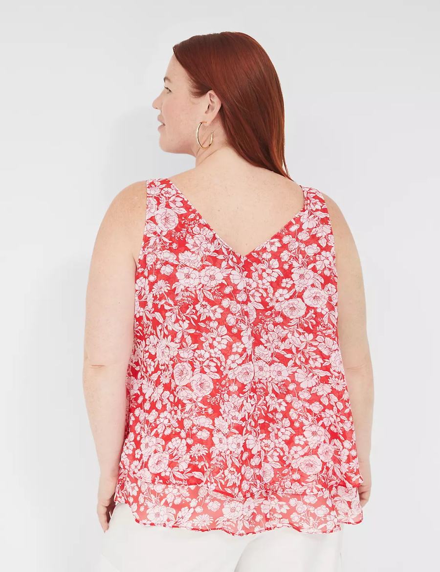 Red Lane Bryant Swing Double-Layer Chiffon Women Tank Top | SDU4367LD