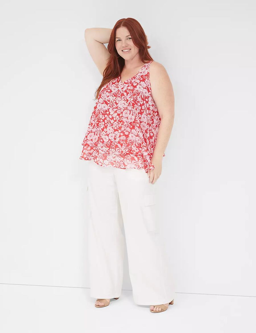 Red Lane Bryant Swing Double-Layer Chiffon Women Tank Top | SDU4367LD