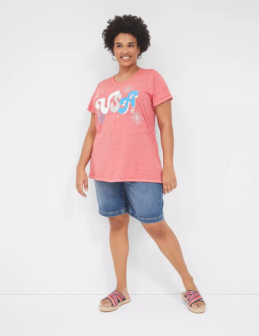 Red Lane Bryant USA Graphic Tee Women T Shirts | XPD3543WR