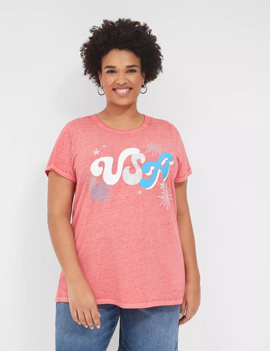 Red Lane Bryant USA Graphic Tee Women T Shirts | XPD3543WR