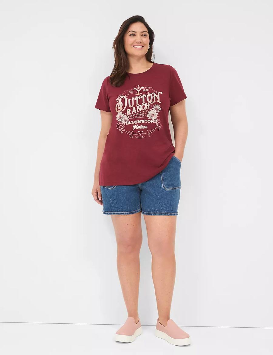 Red Lane Bryant Yellowstone Dutton Ranch Graphic Tee Women T Shirts | ZVW2486SY