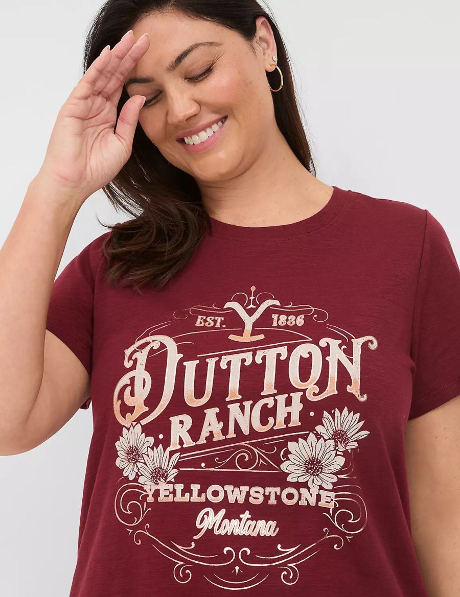 Red Lane Bryant Yellowstone Dutton Ranch Graphic Tee Women T Shirts | ZVW2486SY