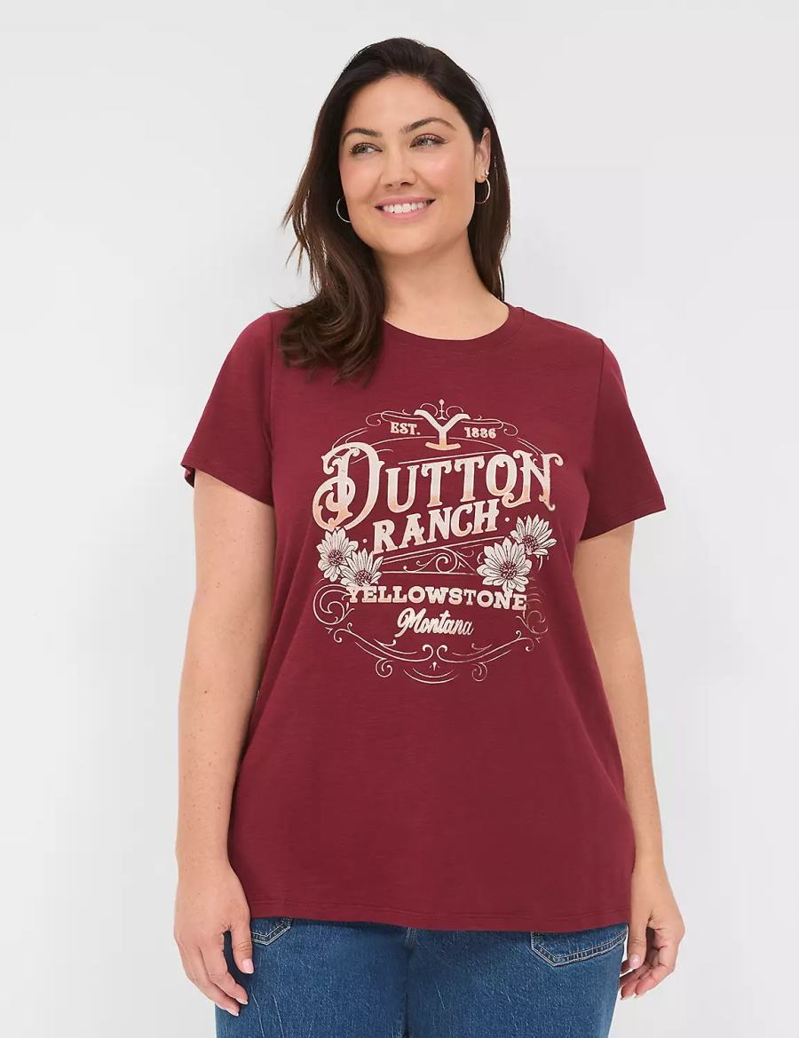 Red Lane Bryant Yellowstone Dutton Ranch Graphic Tee Women T Shirts | ZVW2486SY