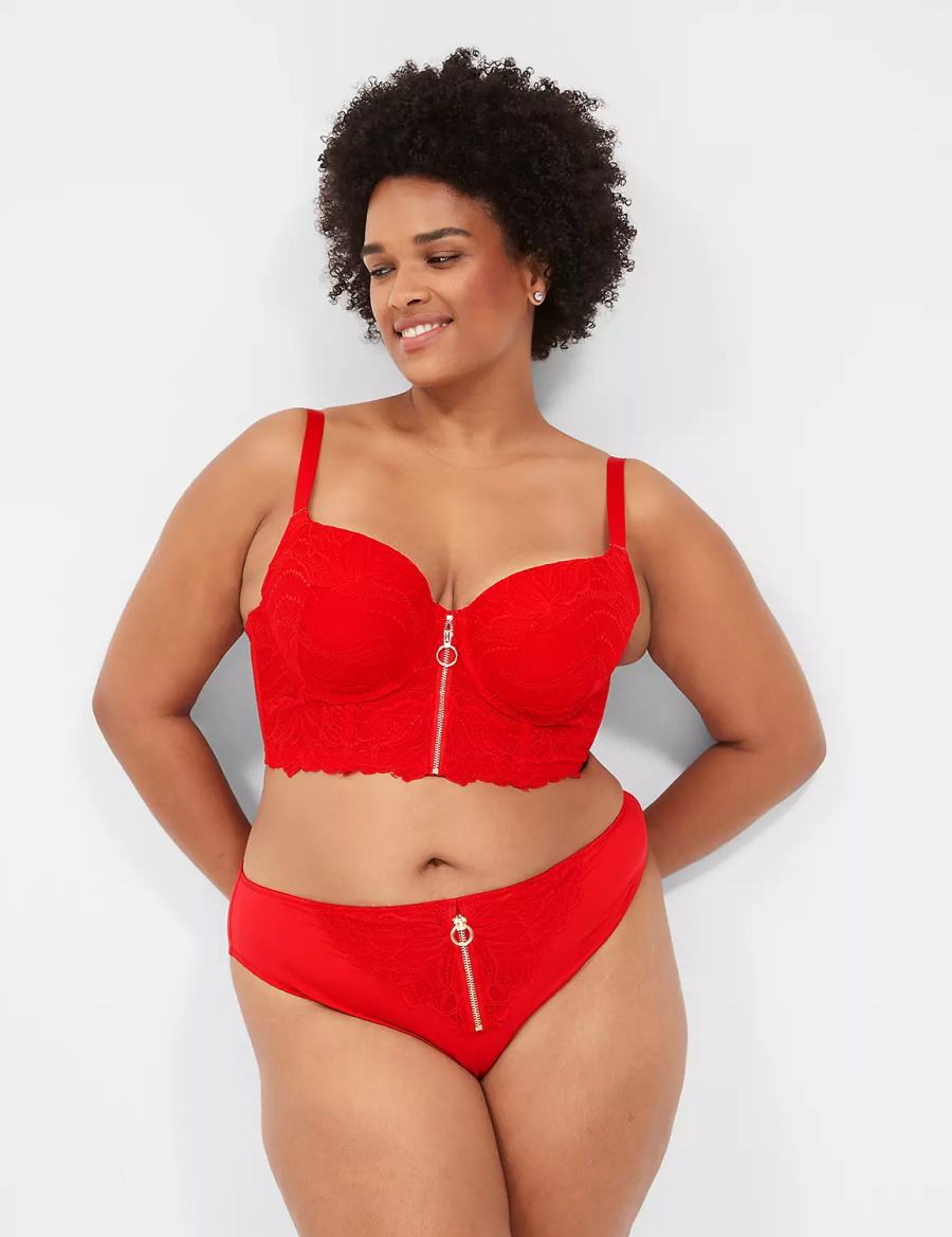 Red Lane Bryant Zip-Front French Women Briefs | EDD1435OH