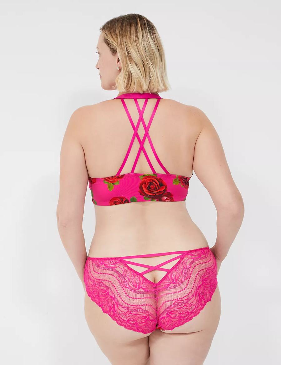 Rose Fuchsia Lane Bryant Lace-Back Women Cheeky Panty | VRU2371DQ