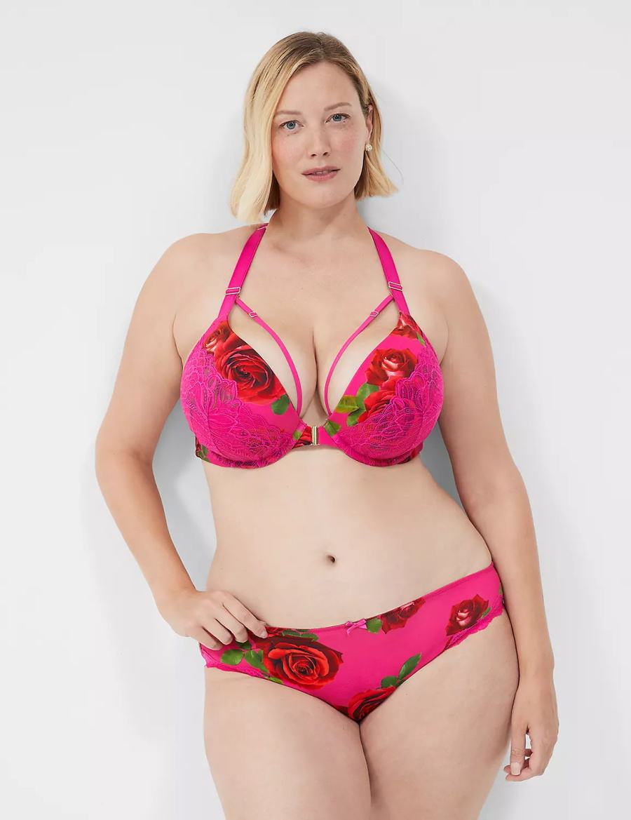 Rose Fuchsia Lane Bryant Lace-Trim Women Bikini Panty | IFA1295VU