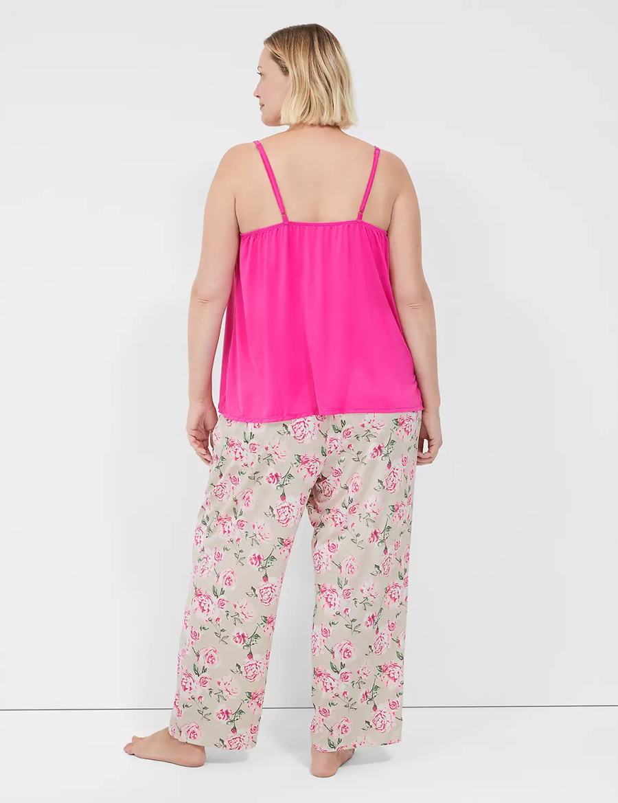 Rose Pink Lane Bryant DreamyCool Cami & Block Pant PJ Set Women Pajamas | RSC1277UI