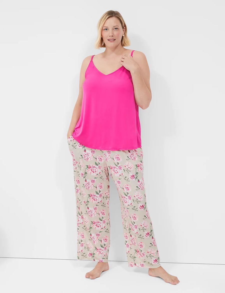 Rose Pink Lane Bryant DreamyCool Cami & Block Pant PJ Set Women Pajamas | RSC1277UI