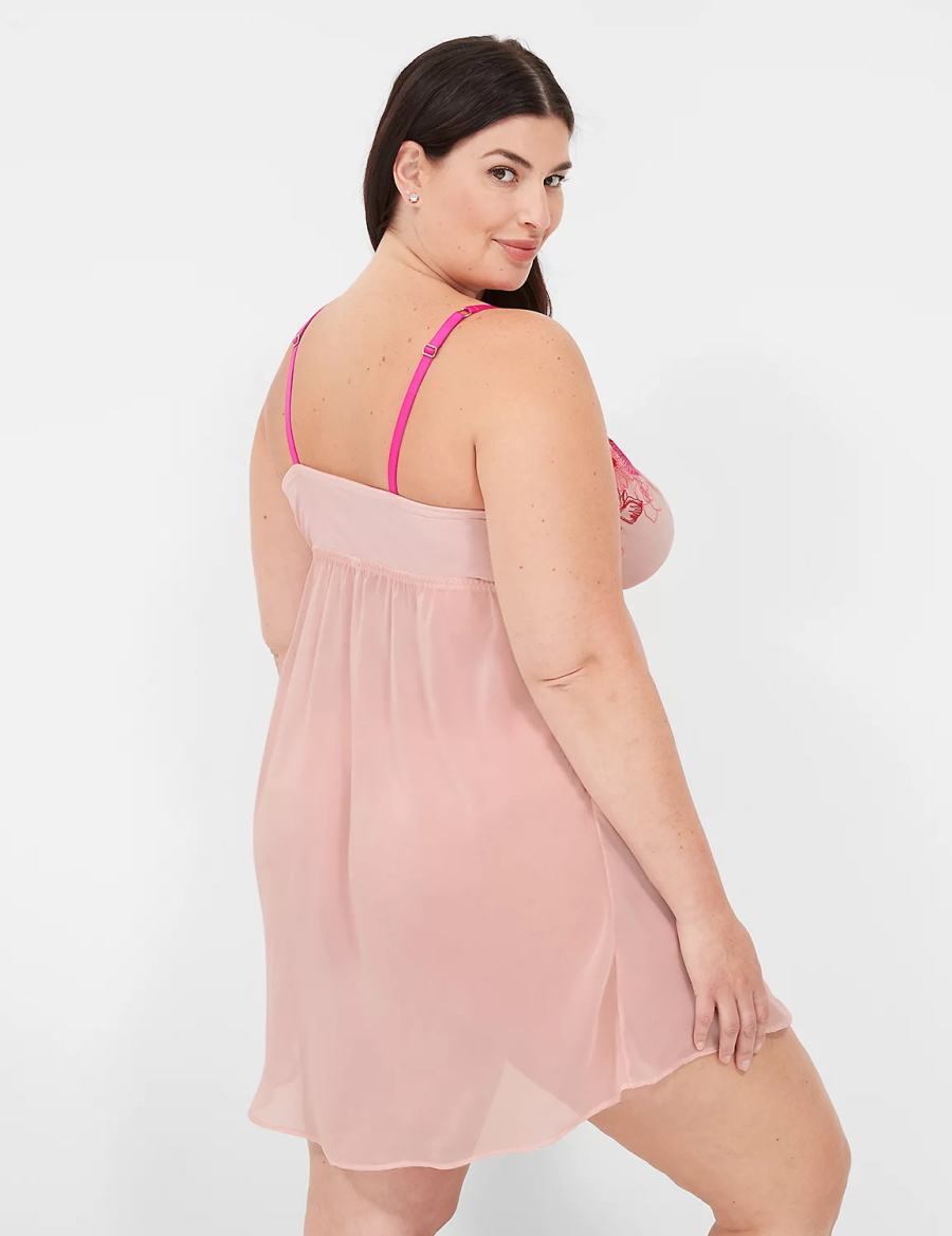 Rose Pink Lane Bryant Embroidered Babydoll Women Dress | XDN5621UT