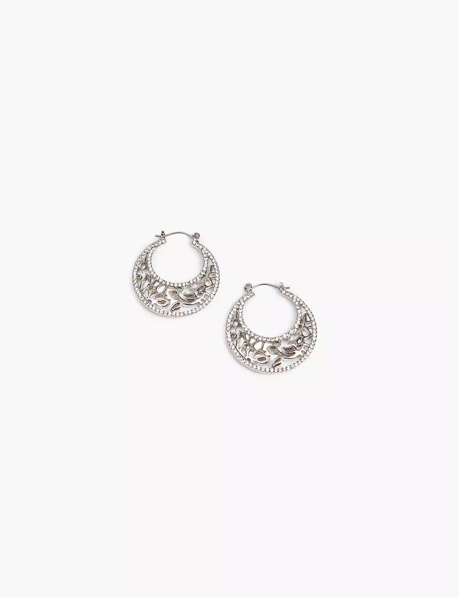 Silver Lane Bryant Filigree Women Hoop Earrings | PNJ7511BU