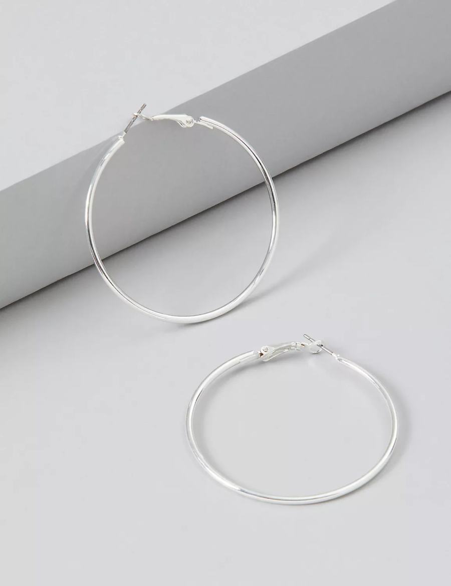 Silver Lane Bryant Large Women Hoop Earrings | FOV4219KT