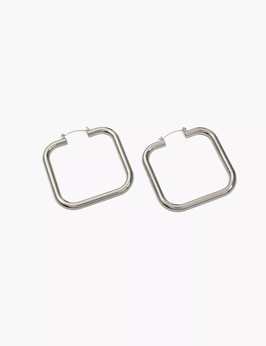 Silver Lane Bryant Oversized Square Women Hoop Earrings | TVW9398CW