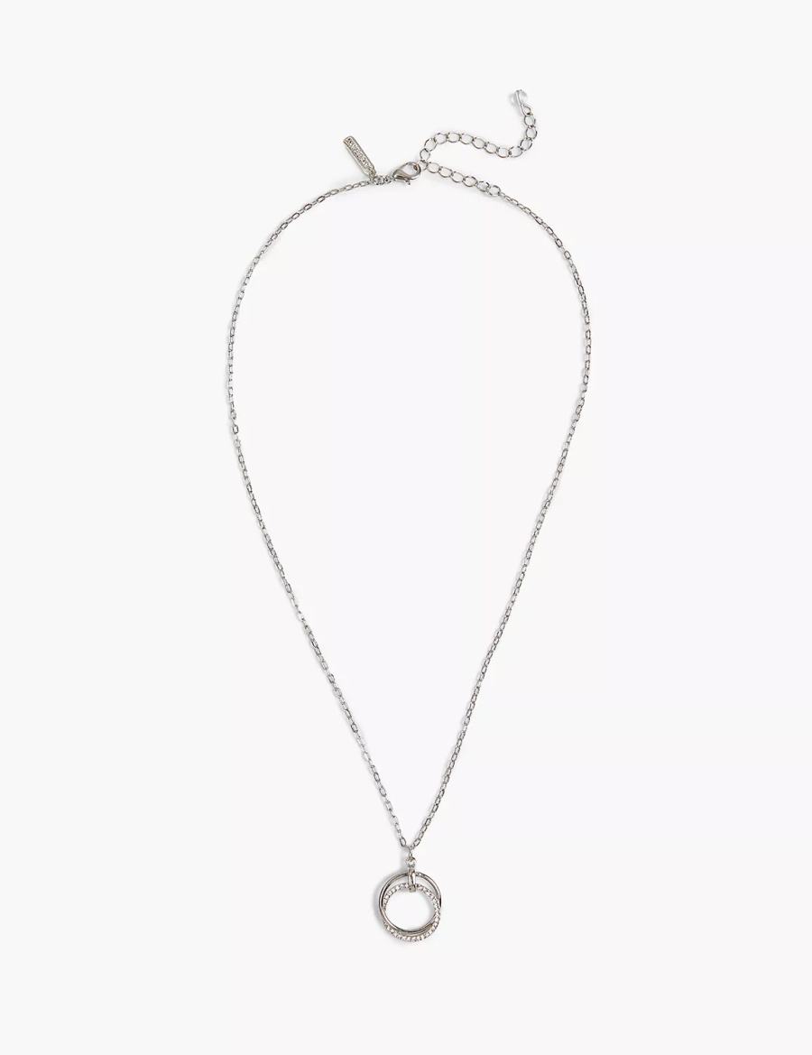 Silver Lane Bryant Pave Interlockings Women Pendant Necklace | YNN7079CD