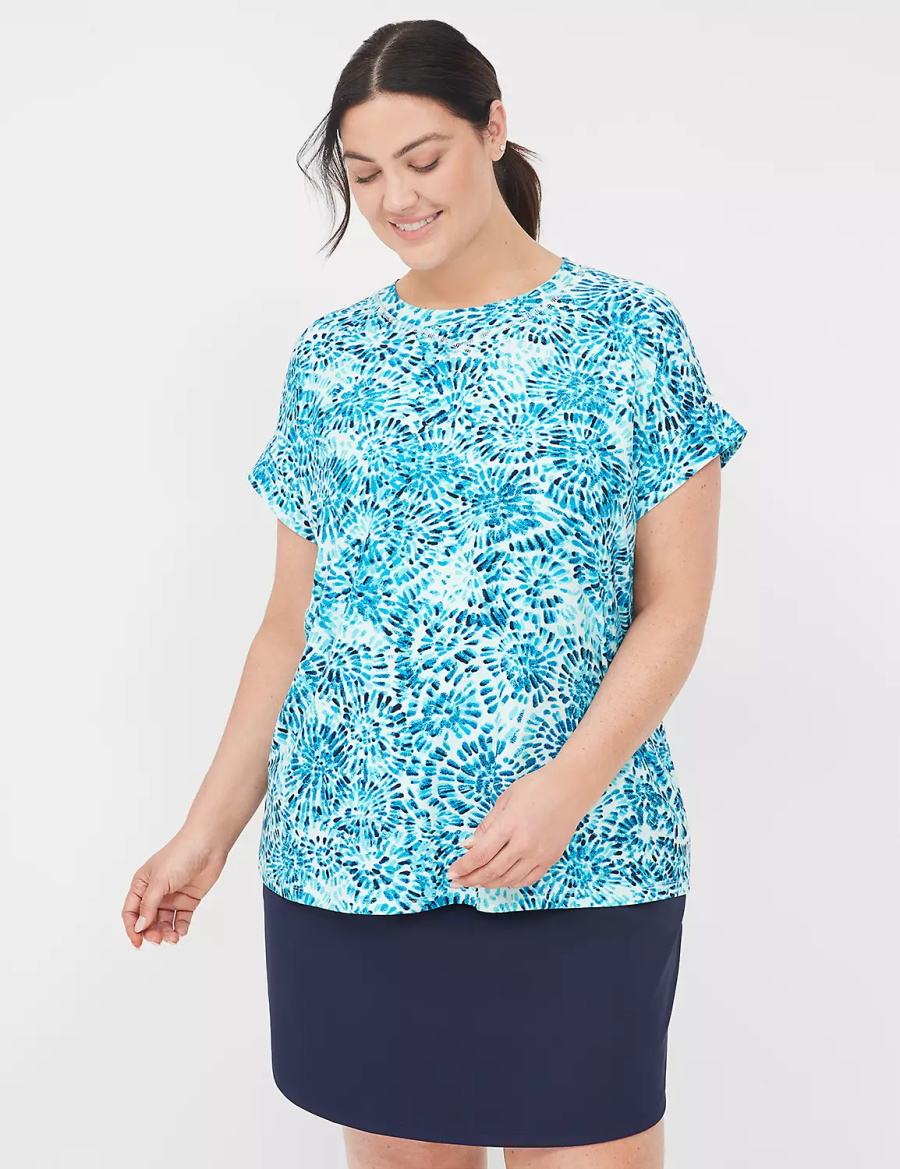 Turquoise Lane Bryant LIVI Soft Crew-Neck Recycled Tee Women T Shirts | GSL293VK