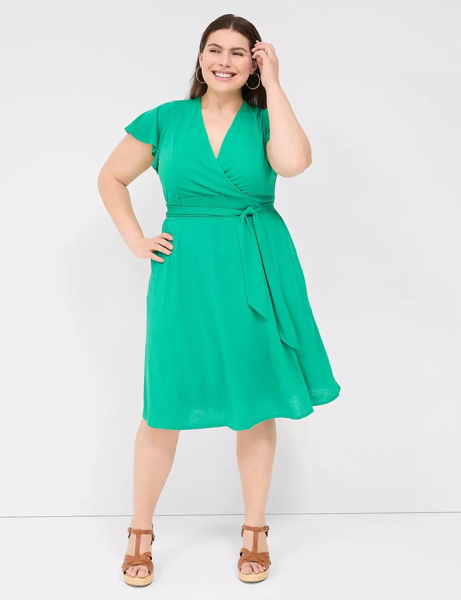 Turquoise Lane Bryant Lena Surplice-Neck Women Knitted Dress | KJV5393VR