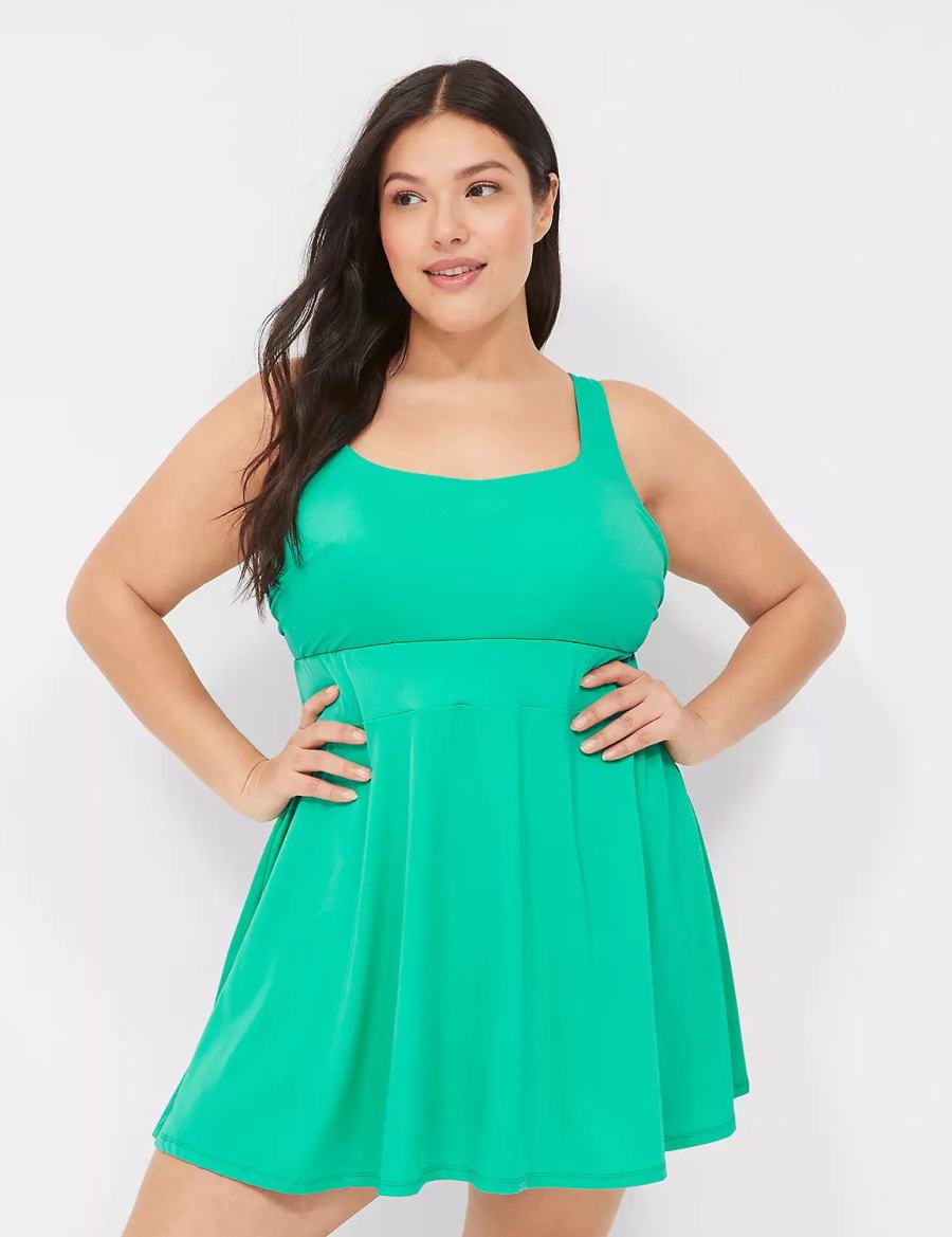 Turquoise Lane Bryant No-Wire Scoop-Neck Swim Women Dress | FCZ7770KH