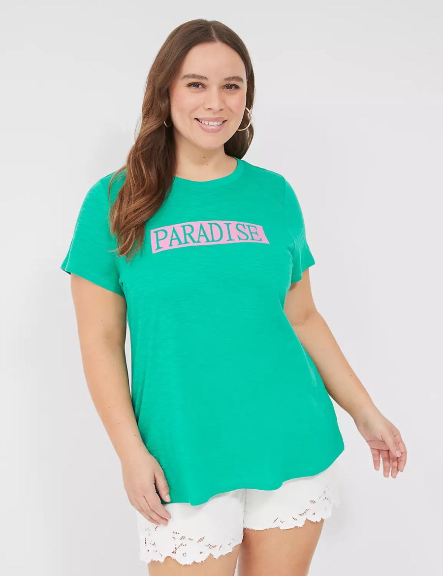 Turquoise Lane Bryant Paradise Graphic Tee Women T Shirts | GLV1097YZ