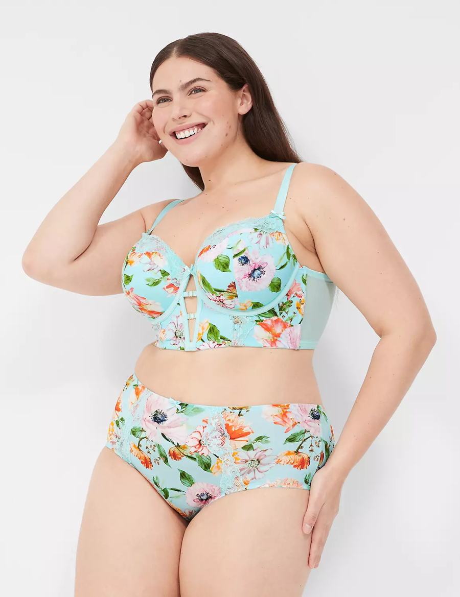 Turquoise Lane Bryant Printed Lace-Trim Brief Women Cheeky Panty | FEO3153KV