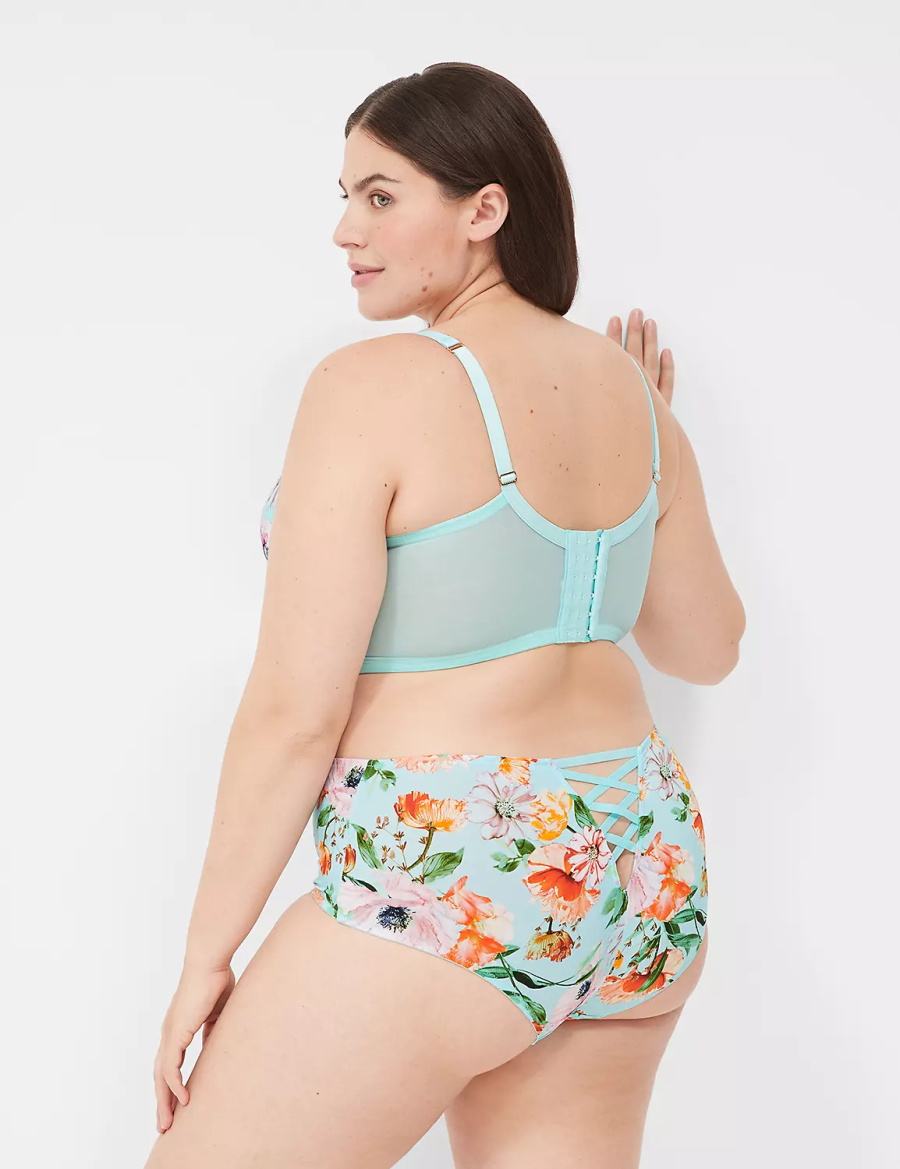 Turquoise Lane Bryant Printed Lace-Trim Brief Women Cheeky Panty | FEO3153KV