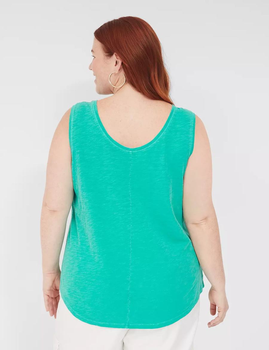 Turquoise Lane Bryant Scoop-Neck Women Tank Top | MRU6214BS