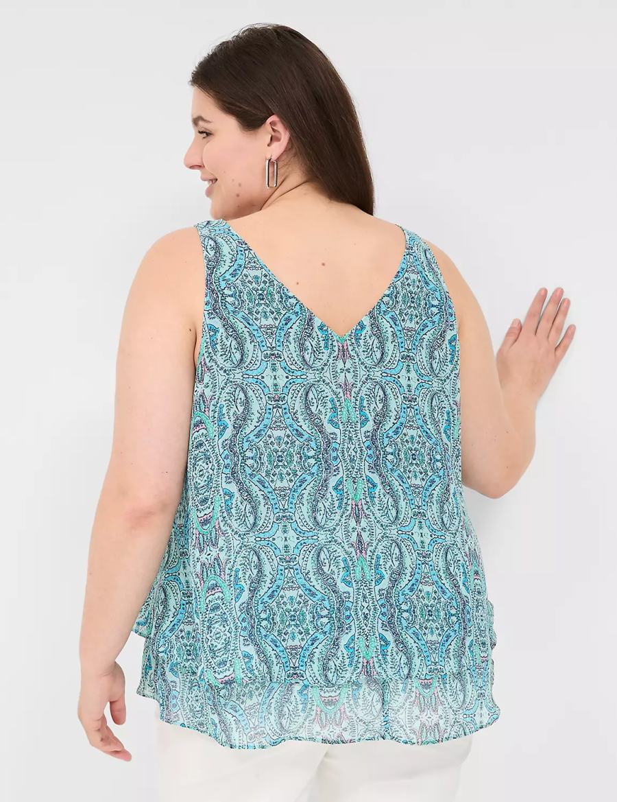 Turquoise Lane Bryant Swing Double-Layer Chiffon Women Tank Top | CIE1836DL