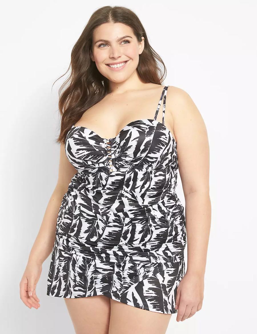 White Black Lane Bryant Faux-Wrap Swim Women Skirts | SGV7892HJ