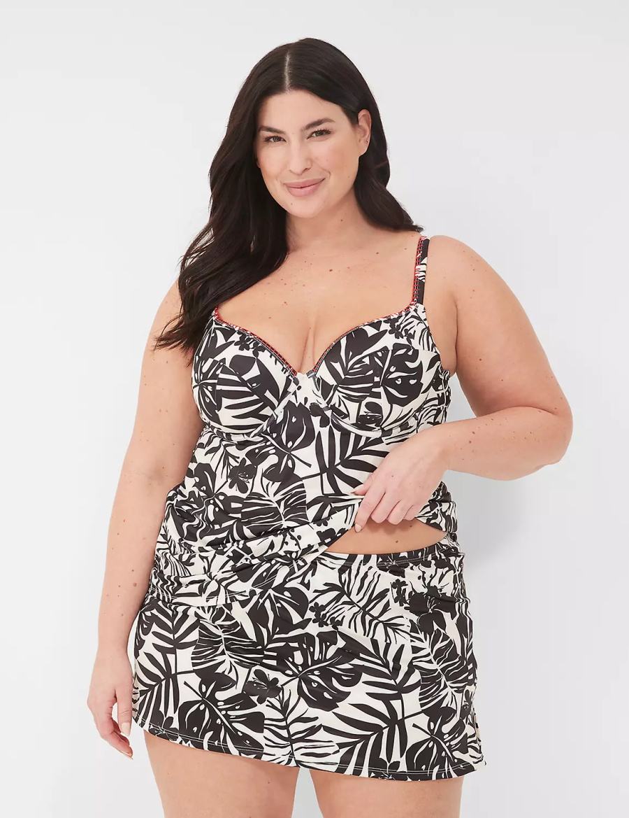 White Black Lane Bryant Side Slit Swim Women Skirts | XTQ7769ZZ