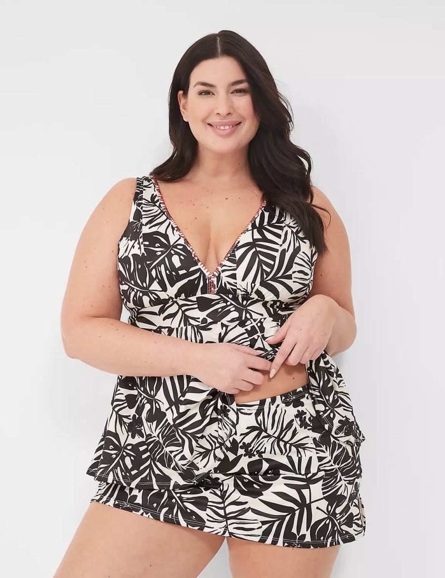 White Black Lane Bryant Side Slit Swim Women Skirts | XTQ7769ZZ