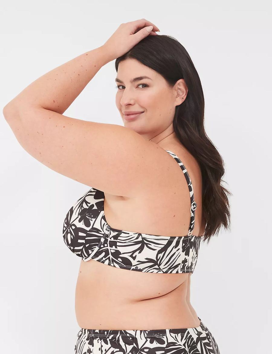 White Black Lane Bryant Underwire Plunge Women Bikini Top | ACD357GY