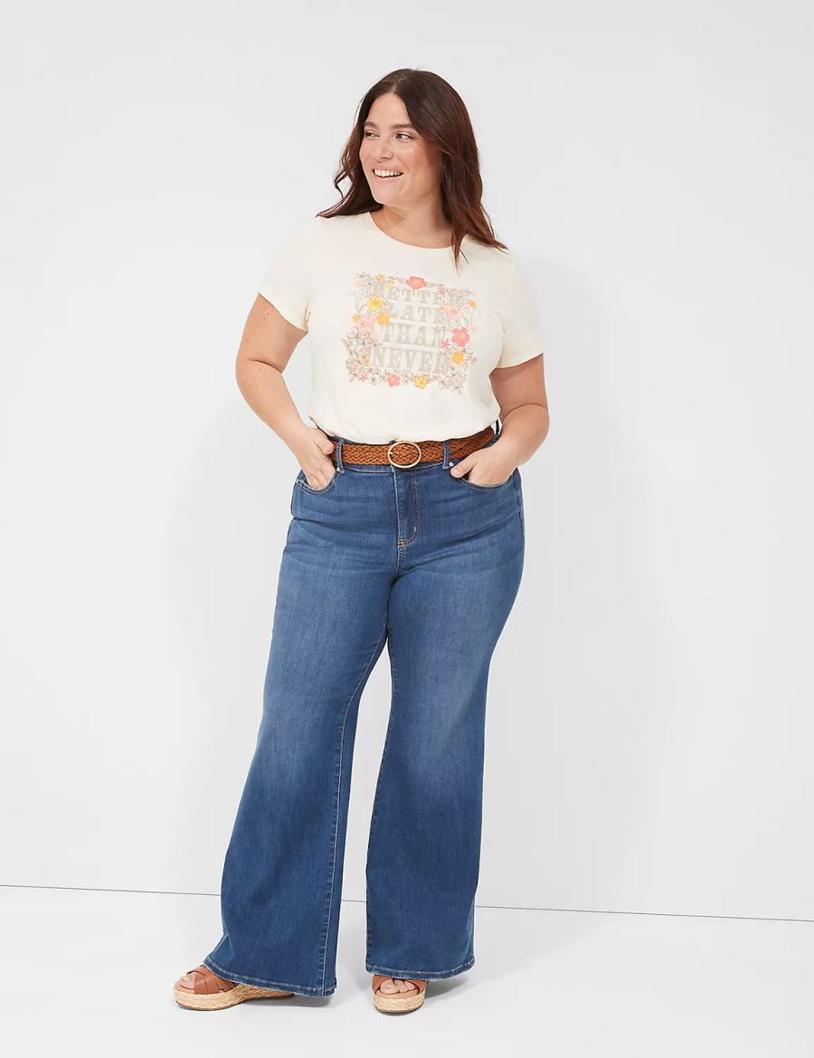 White Lane Bryant Better Late Than Never Graphic Tee Women T Shirts | DMF3877TC