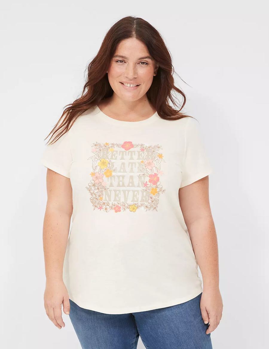 White Lane Bryant Better Late Than Never Graphic Tee Women T Shirts | DMF3877TC