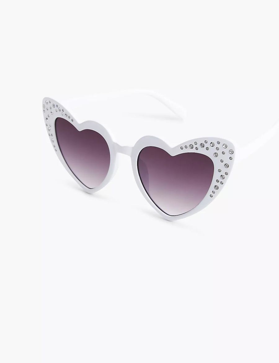 White Lane Bryant Bling Heart Women Sunglasses | QWO5614FT